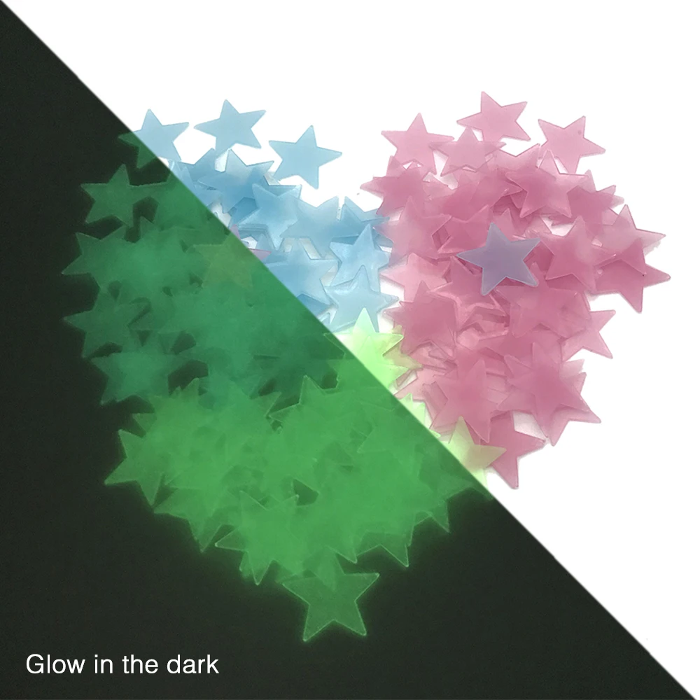

New 3x3cm 100pcs/pack Glow in the Dark Star Plastic Resin With Glue for Hair Bows Crafts for DIY Phone Decoration,1Yc8079