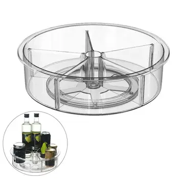 

360 Rotation Cabinet Organizer Spice Drink Cosmetic Storage Rack PET Transparent Turntable for Kitchen Bathroom