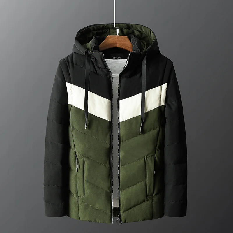 

British Fashion Winter Jacket Men Spliced Designer Casual Outwear Thick Down Jacket Hombre Hooded Coats Keep Warm Parka Men