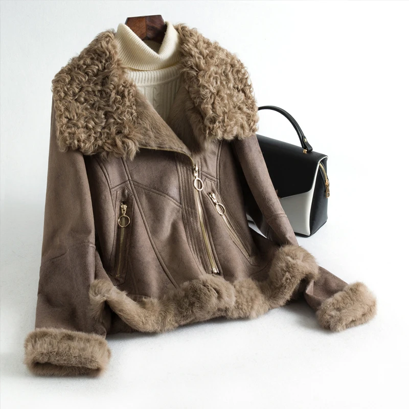 Natural Fur Coat Female Winter Real Rabbit Fur Liner Jacket Women Vintage Double Faced Coats Korean Fur TopS Hiver 981129