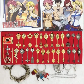 

FAIRY TAIL Cosplay Keychain Alloy Key Set Constellation Key Set COS Props Pendant Necklace Anime Adult Lovers Men And Women