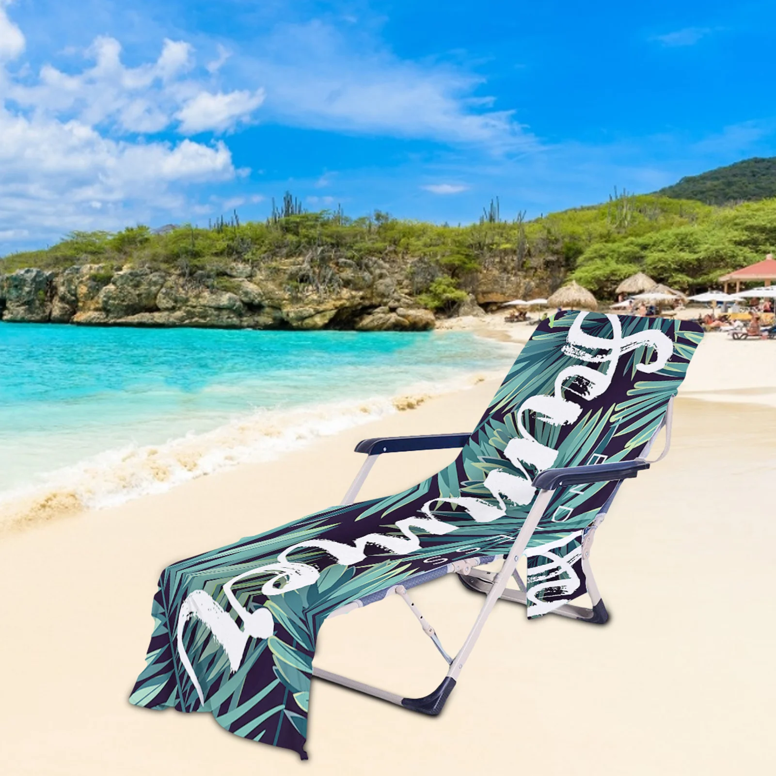 Summer Pockets Beach Lounge Chair Cover Towels Sunbath Lounger Chair Mat Pads JR 