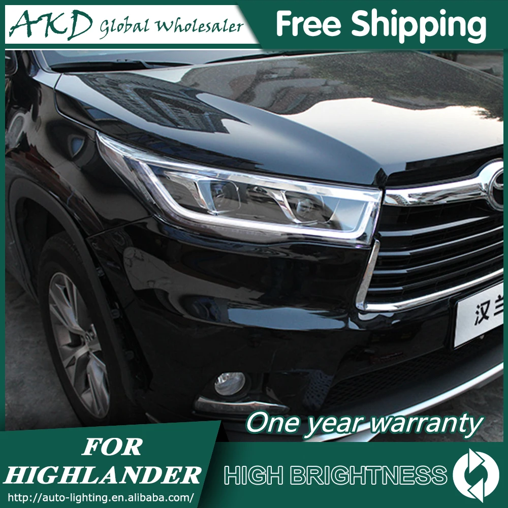 Головной светильник s для Toyota Highlander- Kluger DRL Дневной ходовой светильник светодиодный Биксеноновая лампа противотуманный светильник s аксессуары для автомобиля