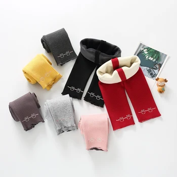 

Baby Girl Pants Winter Plus Velvet Thicken Warm Knitted Baby Trousers Cartoon Rabbit Ankle-length Flexible Warmer leggings