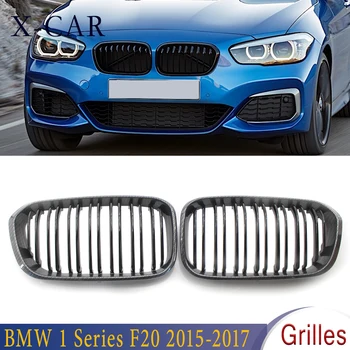 

X-CAR 2Pcs Grilles Front Black Kidney Double Slat Carbon Fiber Print Bright For BMW 1 Series F20 2015 2016 2017 51137371685