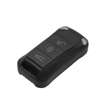

X Autohaux 3 Buttons Uncut Key Fob Flip Remote Case Shell Replacement Brand New Black Car Remote Key Case for Porsche Cayenne