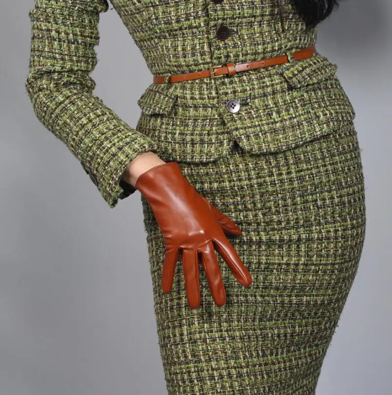Женская модная пикантная тонкая искусственная Перчатка из искусственной кожи женские Вечерние кожаные длинные коричневые перчатки 50 см R2044 - Цвет: 21cm