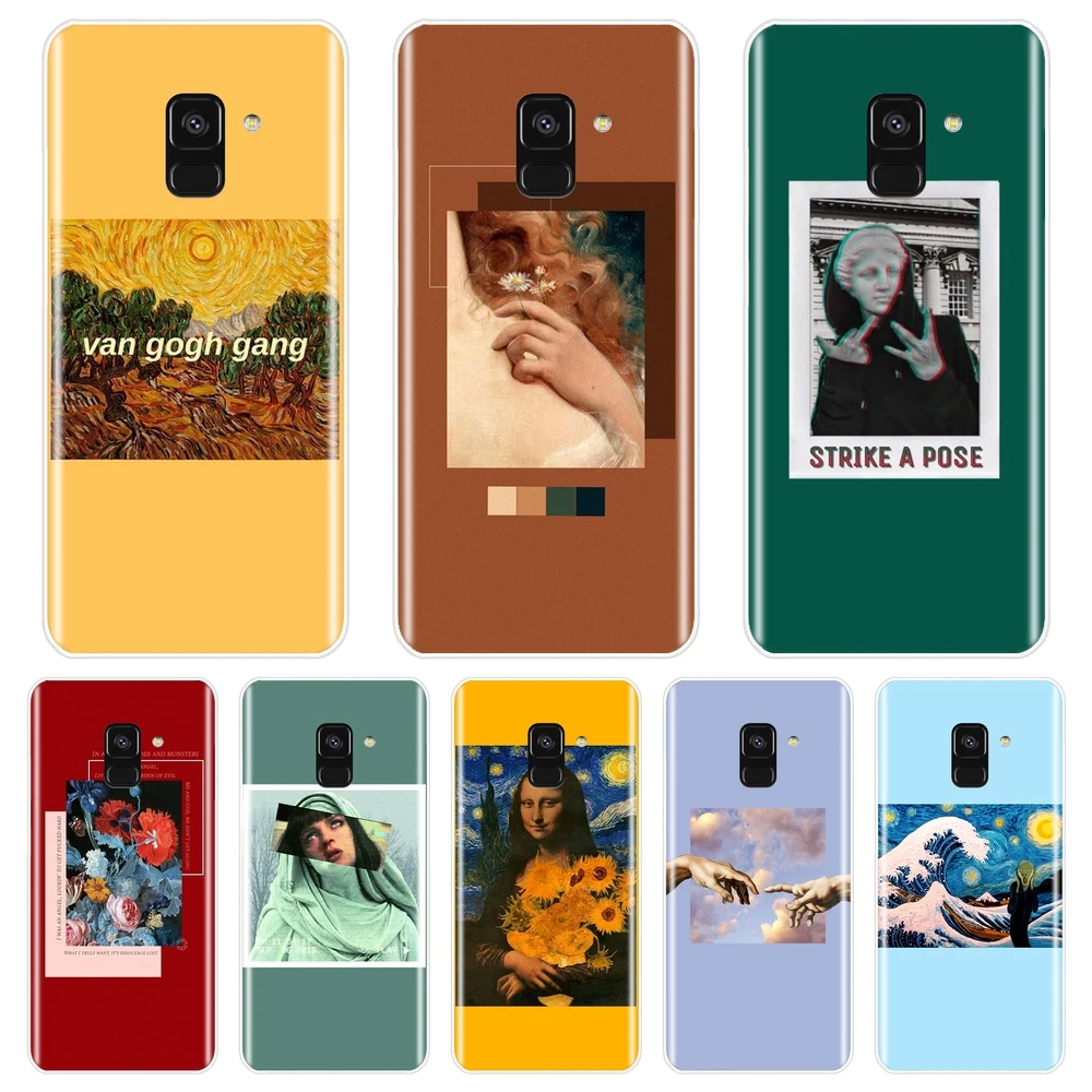 Мягкий силиконовый чехол для телефона Samsung Galaxy A5 A7 2018 A6 A8 Plus желтый Ван Гог красный