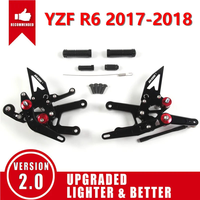 Араши для YAMAHA YZF R6 2003- ЧПУ Регулируемая подножка мотоцикла задний комплект подножки YZF-R6 2011 2012 2013 - Цвет: Black R6 2017-2018