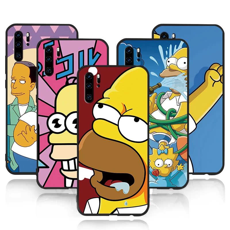 Funny Cartoon Homer J. Simpson Bart Phone Case for Huawei p20 p 30 lite Pro P smart mate 10 Y9 2019 Silicone Soft Cover Coque | Мобильные