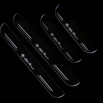 

RQXR led stainless steel overlay acrylic door scuff for alfa romeo Giulia moving door sill plate lining decorative light,4pcs