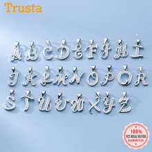 Trustdavis Настоящее серебро 925 пробы простой 26 букв Блестящий CZ кулон DIY аксессуары для женщин Свадебные Fine S925 ювелирные изделия DA1990 Trustdavis Настоящее серебро 925 пробы простой 26 букв Блестящий CZ кулон DIY аксессуары для женщин Свадебные Fine S925 ювелирные изделия DA1990