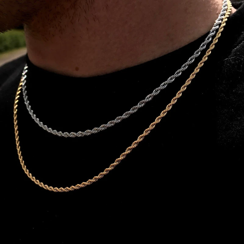 Classic 3mm Rope Chain Necklace Men 