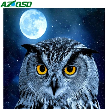 

AZQSD Owl Diamond Painting Full Square Diamond Embroidery Animal Rhinestones Home Decor Cross Stitch Kits Gift Handicrafts
