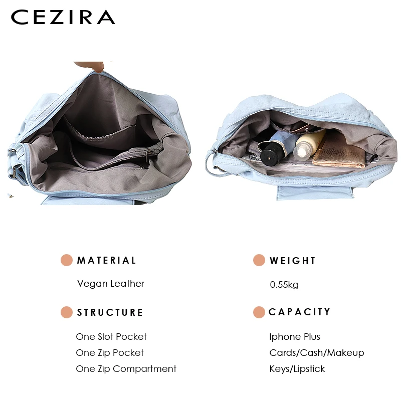 CEZIRA Vegan сумки на плечо из искусственной кожи для женщин Мягкие моющиеся кожаные большие вместительные сумки дамские модные сумки с клапаном Женские повседневные сумки