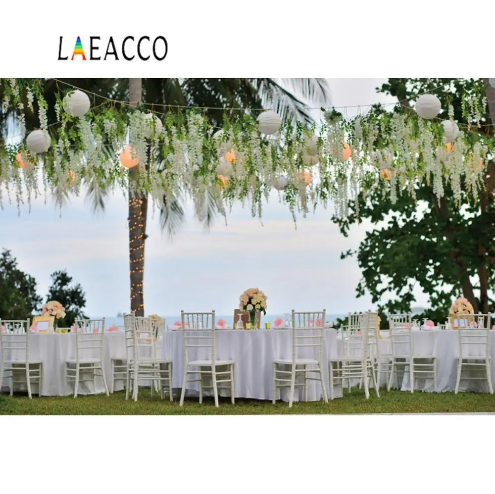 

Laeacco Photo Backdrops For Photography Wedding Party Set Up Decor Riverside Celebration Scenic Photo Background Photocall
