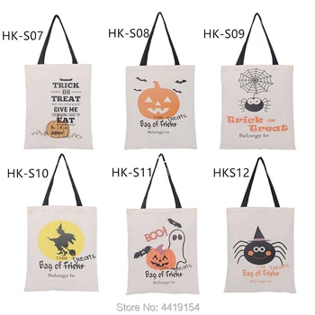 

Luvy Halloween Handbags 10pcs/lot Drawstring Halloween Bucket Canvas Present Bag Santa Sacks Party Decoration Gift Handmade Tote