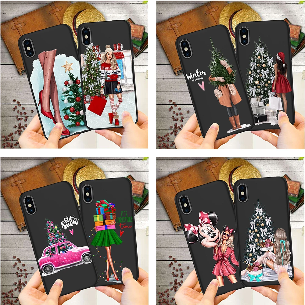 

Phone Case Luxury Christmas Tree Girl Gift For iPhone 7 case X XS XR MAX 8 6 6S Plus 5 5s SE Silicone Etui Coque Funda Cover