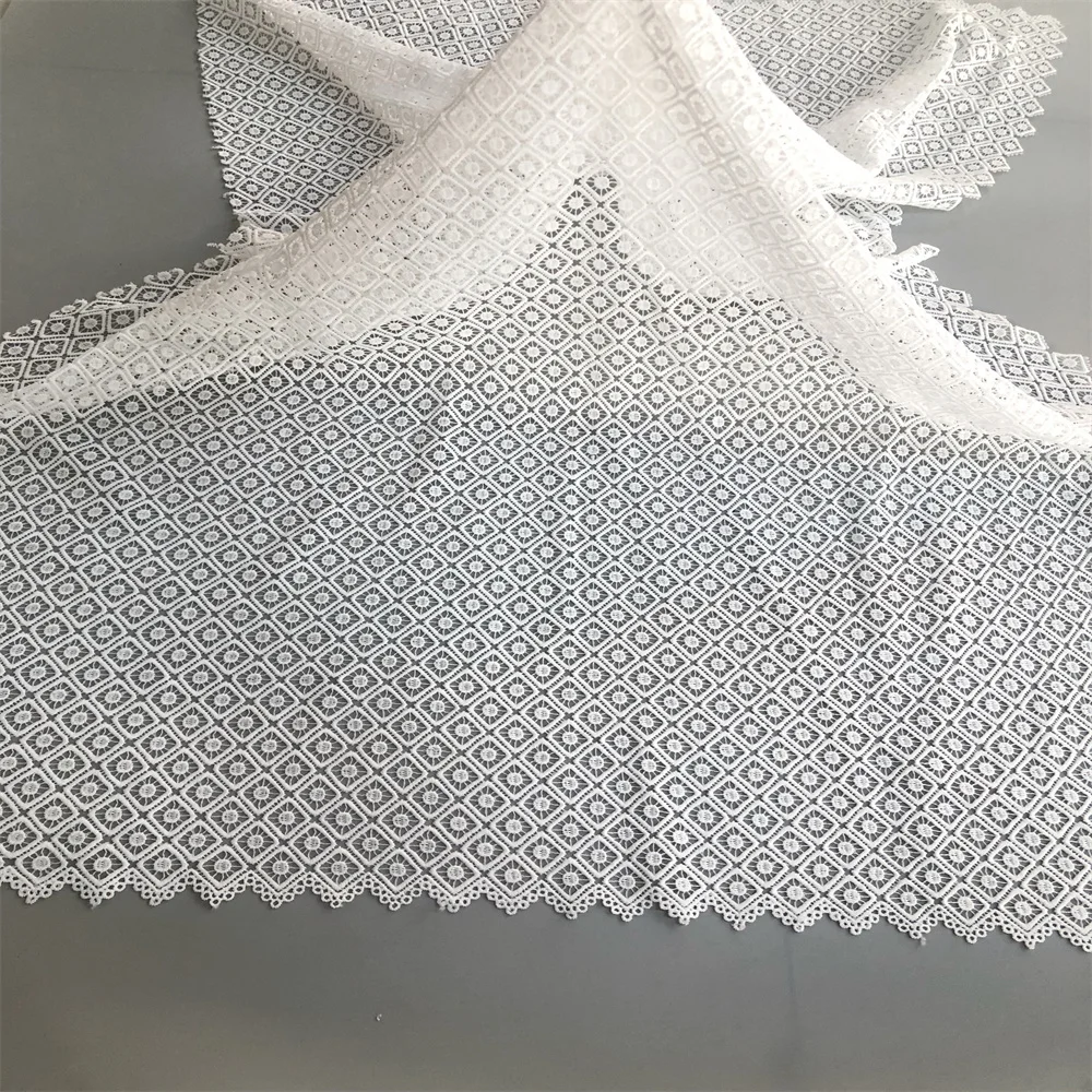 Afrikanischer Spitzenstoff 2025, hochwertige Spitze, wasserlöslich, bestickt, modisch, weicher weißer Spitzenstoff, 5 Yards – Detail 8