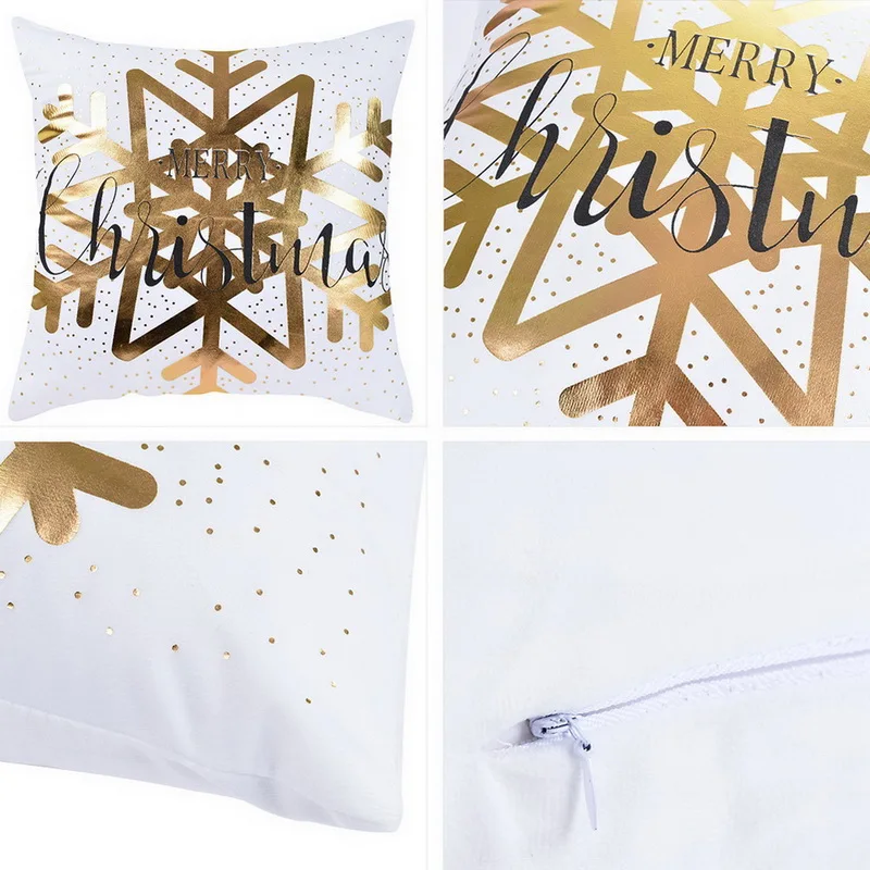 45x45cm Merry Christmas Pillow Cover Christmas Decorations for Home Cotton Linen Cushion New Year Party Navidad Xmas Gift