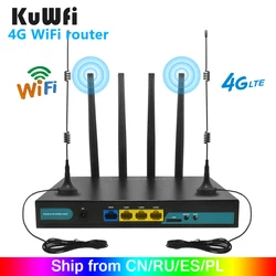 KuWFi 4G LTE Roteador Wifi 3G / 4G Cartão SIM Roteador CAT4 150 Mbps Industrial CPE 32 Usuários Wi fi RJ45 Antenas Externas 4pcs