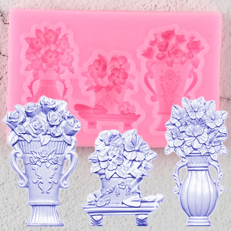 Sugarcraft силиконовая формочка в виде цветов горшочек помадки инструменты для