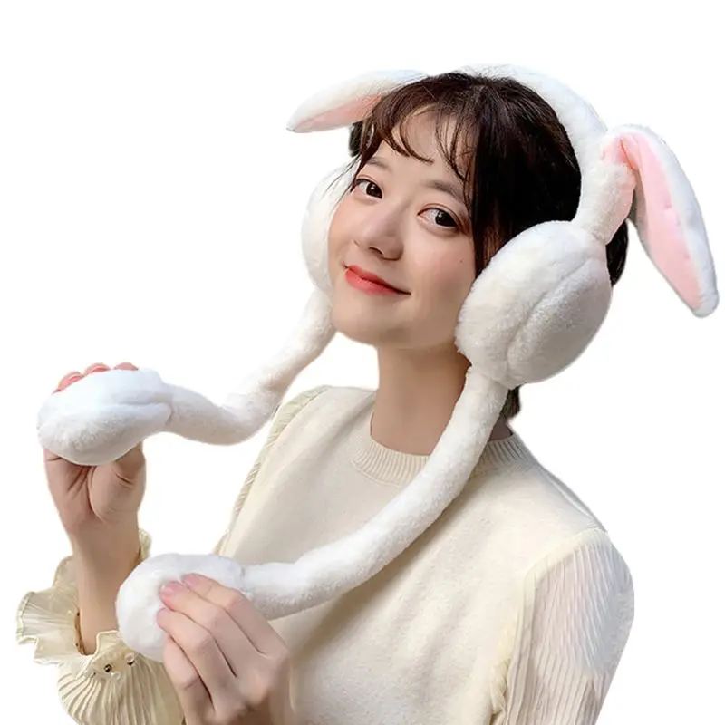 10 Plush Кролик девушки уши Муфельная подвижная плюшевая крышка милый кролик головы носить теплый для леди - Цвет: 10 Plush