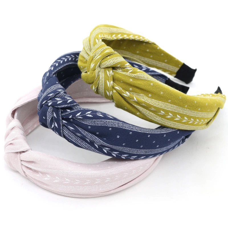 

Fashion Bow Headband New Fabric Knotted Wide Print Leaves Hair band Wash Face Convenient Headwear Hair Accessories