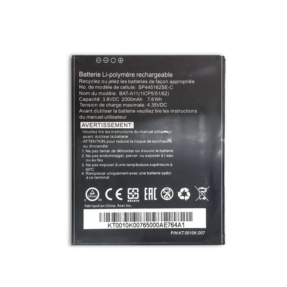 2000 мА/ч, Батарея для ACER BAT-A11 жидкости Z410 T01 Z330 KT.0010K. 007