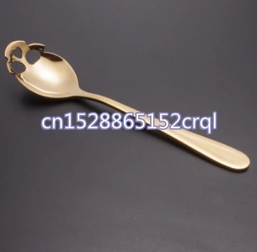 150pcs Coffee Spoon Skull Head Shape 304 Stainless Steel Tableware Tool Black Sugar Spoon Rose Gold Tea Spoon