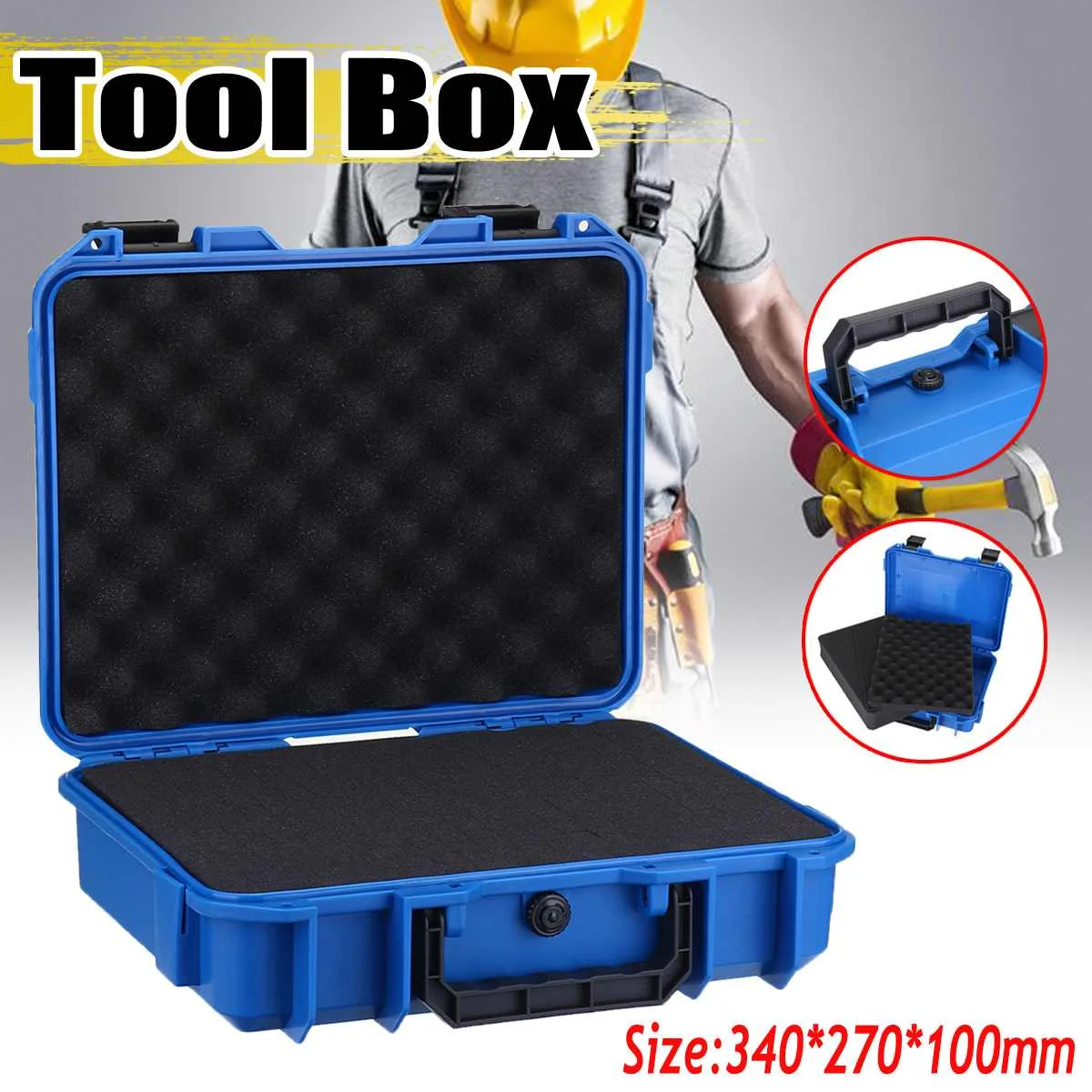 Details about   Waterproof Hard Carry Protective Tool Plastic Case Storage Box with Sponge 