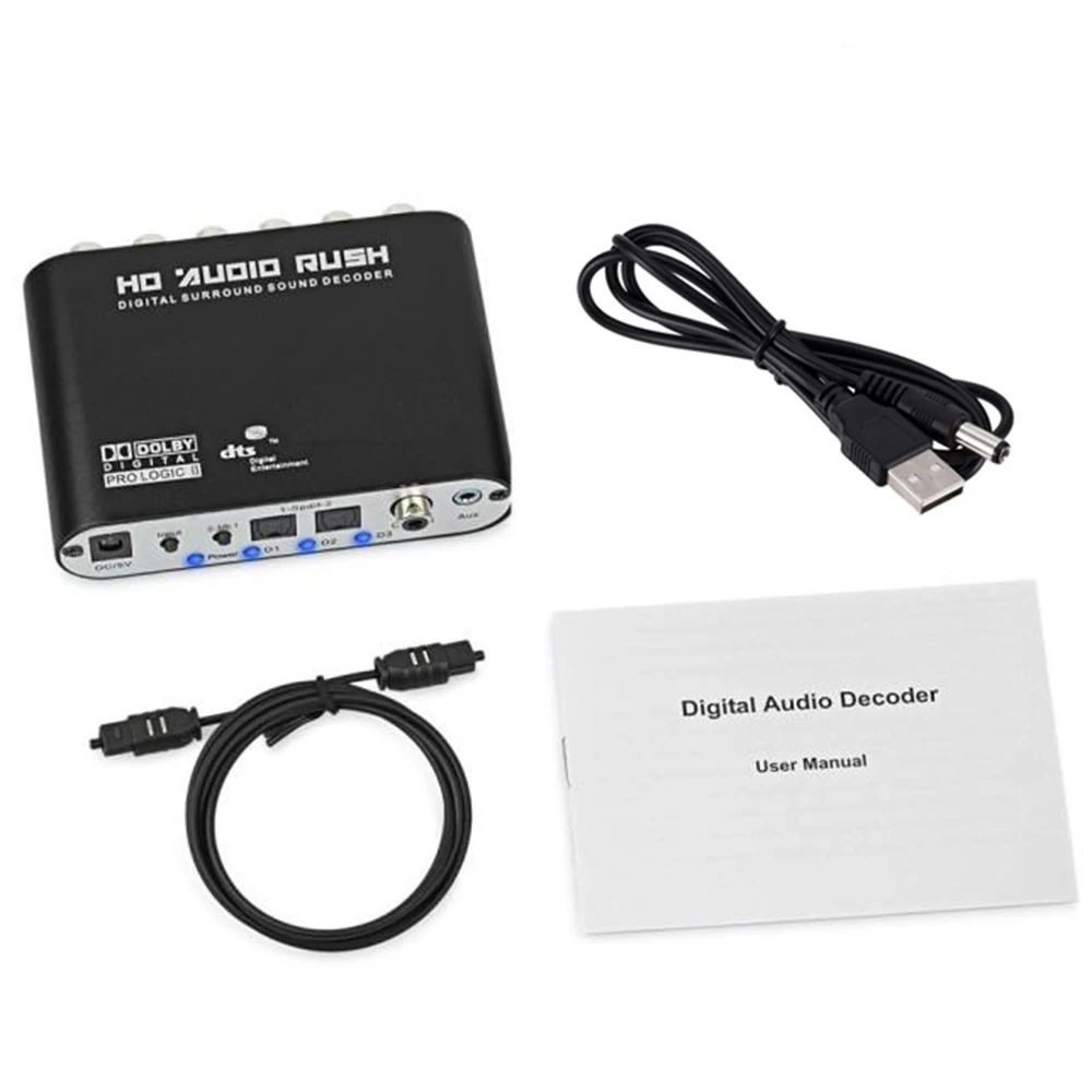 Audio Converter Adapter Audio Converter Audio Decoder Audio Converter Amplifier VAORLO Digital 5.1 Audio Decoder Dolby Dts/Ac-3 Optical To 5.1-Channel RCA Analog Converter Sound Audio Adapter Amplifier For TV