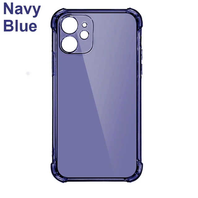 Thick Shockproof Silicone Phone Case on For iPhone 13 12 11 Pro Xs Max Camera Protection Case iPhone X Xr 6s 7 8 Plus Back Cover Navy blue