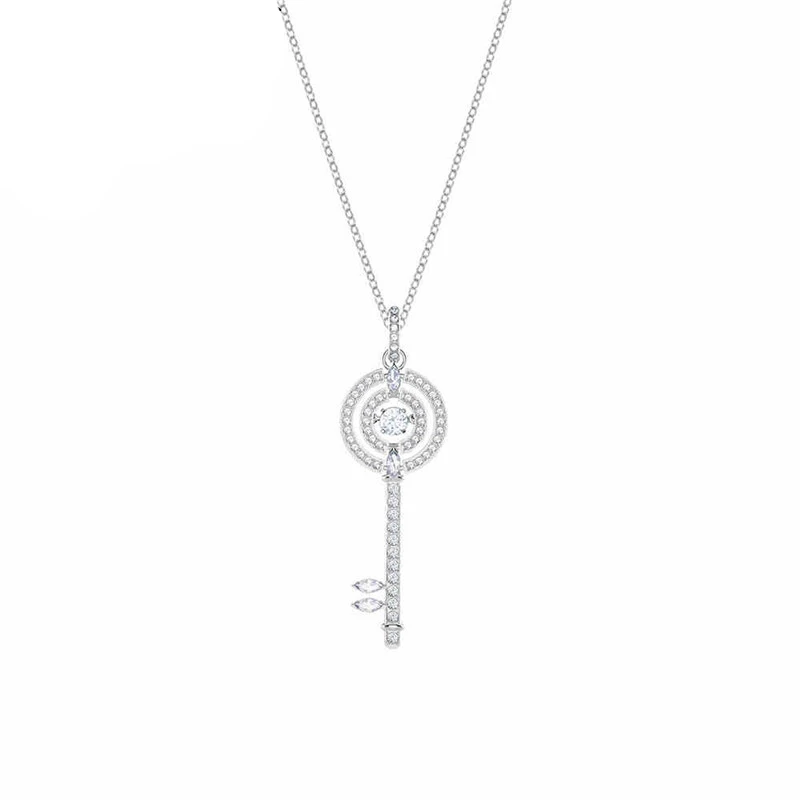 High Quality 1:1 Original SWA Jewelry Romantic Heart Clover Shiny Heart-shaped Cross Key Ladies Necklace Pendant Gift for Ladies - Цвет камня: 5368263