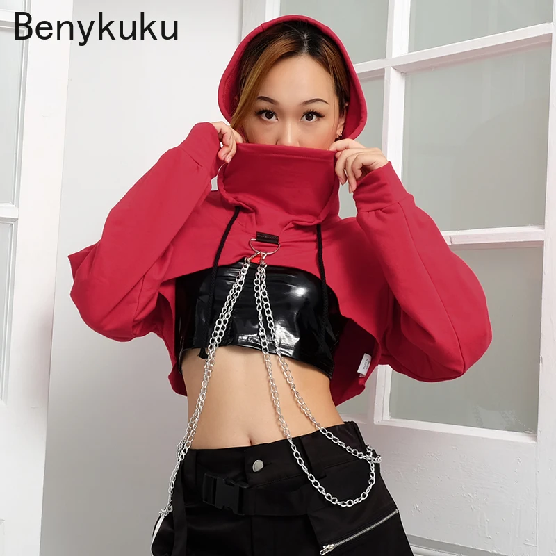 Chain Hoodie Cropped Hoodies | Crop Top Hoodie Chain | Crop Top Hoodie  Sweats - Black - Aliexpress