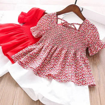 

2020 Summer Girls Sets Printed Color Flower Blouse and Shorts Children's Clothing Wholesale