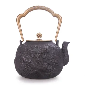

Handmade uncoated cast iron teapot Japanese boiling brewing water kettle health tea set Chinese puer tea pot ceremony 1.4L