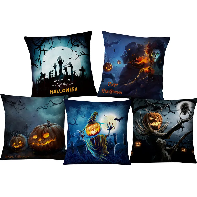 

Halloween Throw Pillows Case Fall Decorations for Home Pumpkin All Saints' Night Decorative Linen Sofa Cushions Cover 45x45