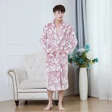 Мужские халаты, зимние толстые модные теплые фланелевые халаты, домашняя одежда для сна, ночная рубашка, Мужская Ночная рубашка