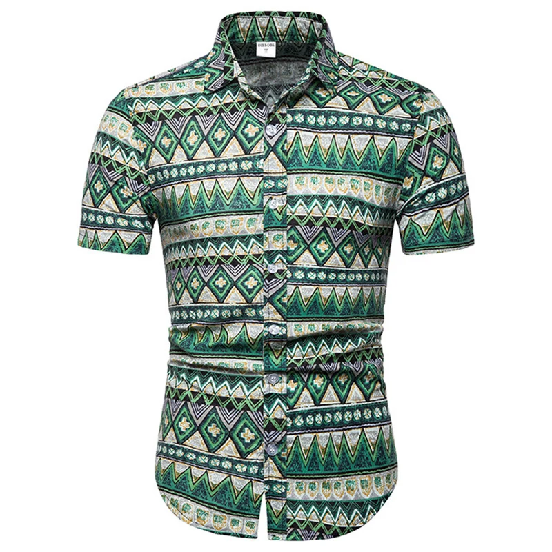 Мужская короткая рубашка Blusas, одежда, повседневные рубашки, Мужская рабочая одежда, большие размеры, с принтом, с открытым стежком, умная Повседневная, с отложным воротником