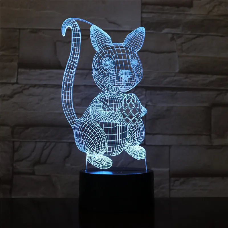 Кошка 3D ночник животное сменная лампа настроения светодиодный 7 цветов USB 3D иллюзия Настольная лампа для дома декоративные вечерние свет декора