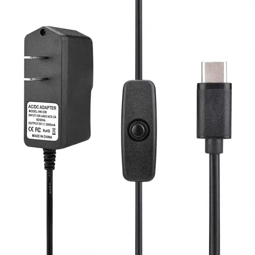 

Блок питания для Raspberry Pi 4 b, штепсельная вилка стандарта США, 5 В, 3 А, USB C, адаптер для зарядного устройства для Raspberry Pi 4, Модель B