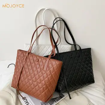 

Fashion PU Leather Shoulder Handbags Women Lattice Pattern Big Capacity Top-handle Totes Bags Clutch