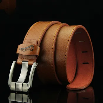 

Luxury men's leather belt men's retro belt black jeans leather bandage strap brown belt