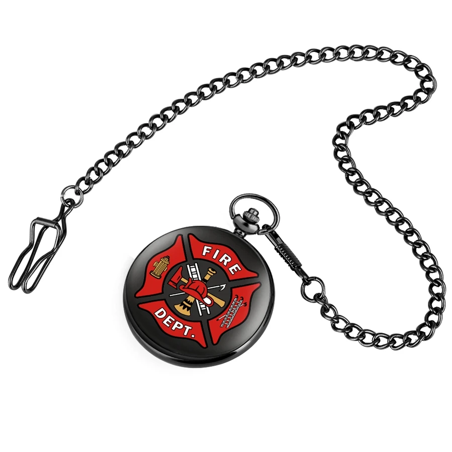 Top Brand Red Fire Fighter Quartz Pocket Watches Punk Black Firefighter Pocket Watches Unisex Gift Necklace Watch for Men Womens 2020 2021 (5)