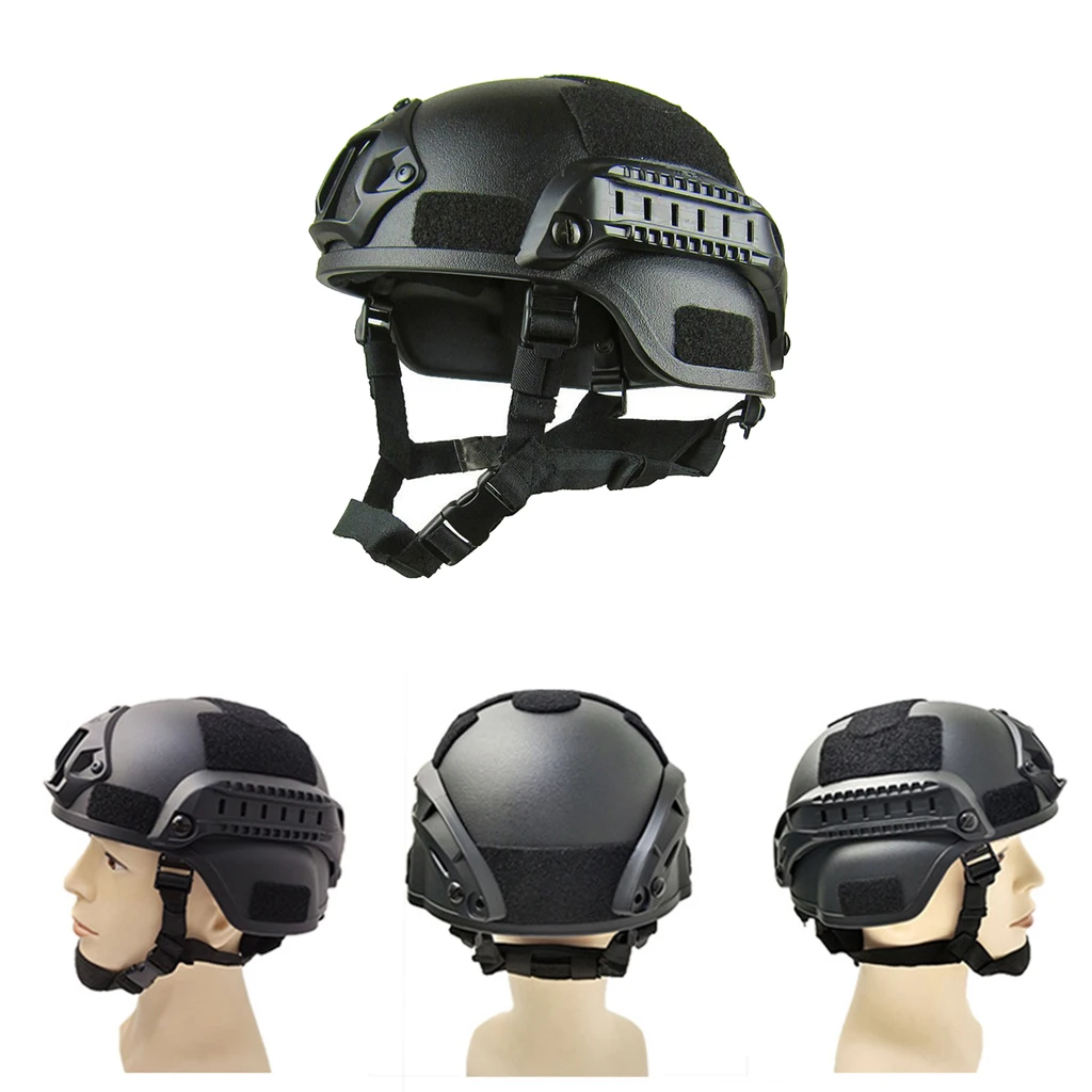 High Quality ABS Tactical Helmet Adjustable Military Helmet w/ Side Rails Outdoor Tactical Painball CS SWAT Riding Protect Gear