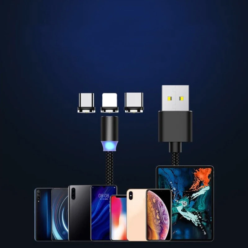 Магнитный usb-кабель для быстрой зарядки для Iphone TYPE-C, Micro USB, Android, IOS, линия передачи данных для Xiaomi Redmi, samsung, магнитный шнур