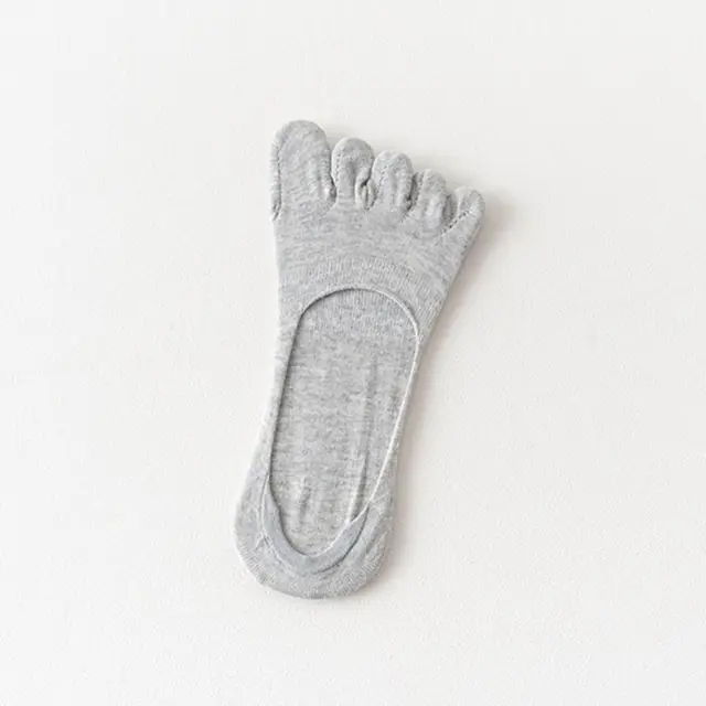 1Pair Black Pink White Summer Women Cotton Five Finger Toe Sock Hosiery Invisible Slippers Harajuku Funny Cute Cartoon light grey