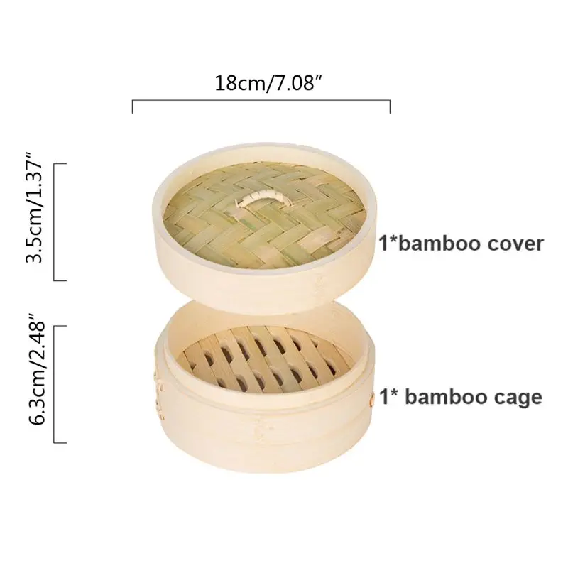 4 дюйма itchen Бамбуковая Пароварка Корзина Азиатский Пароварка для тусклых Пельменей - Цвет: 18cm