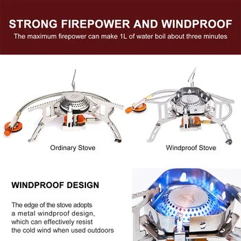 Widesea Camping Wind Proof Gas Burner Outdoor Strong Fire Stove Heater Tourism Equipment Supplies Tourist Kitchen Survival Trips 5